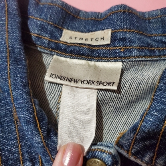 Vintage 1990s 90s Jean Jacket Snaps Jones New York - Picture 2 of 10